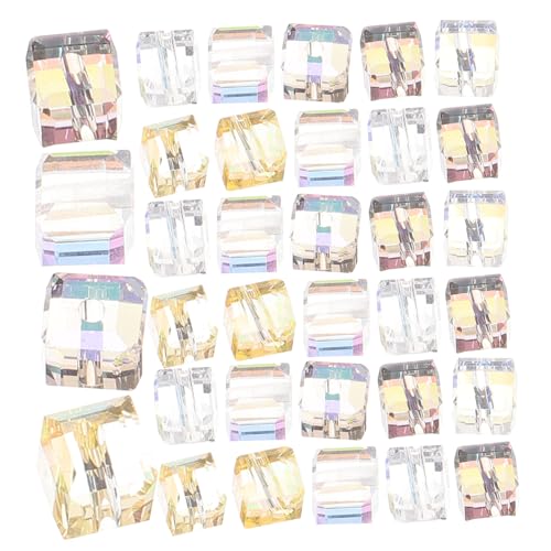 HEALSOPTHY 100 Stück Quadratische Glasperlen Farbige Klare Schmuckperlen zum Auffädeln Langlebige DIY Bastelperlen für Armbänder Halsketten Handgefertigte Dekorationen von HEALSOPTHY