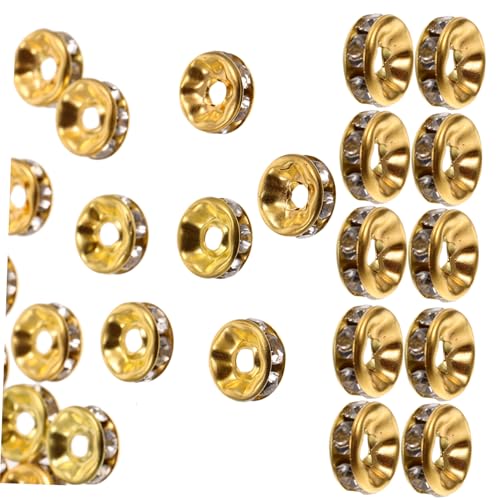 HEALSOPTHY 100 Stück Rondelle Spacer Beads mit Glitzernden Strasssteinen Goldfarbene Zwischenperlen für Schmuckherstellung Bastelperlen zum Auffädeln für DIY Armbänder und Halsketten HEALSOPTHY 100 Stück Rondelle Spacer Beads mit Glitzernden Strasssteinen Goldfarbene Zwischenperlen für Schmuckherstellung Bastelperlen zum Auffädeln für DIY Armbänder und Halsketten von HEALSOPTHY