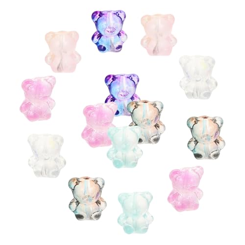 HEALSOPTHY 100 Stück Teiliges Glasperlen Bär Anhänger für Schmuckherstellung DIY Armband Halskette Basteln Schmuckzubehör Bunte Perlen Auffädeln Kreative Bärform Zufällige Zufällige Farbe von HEALSOPTHY