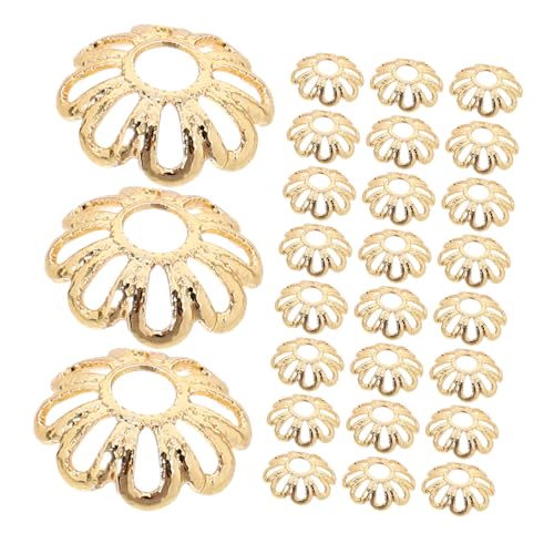 HEALSOPTHY 100 Stück Teiliges Vergoldete Messing Perlenkappen mit Filigranem Blumenmuster Hohl als Spacer für DIY Schmuckherstellung Geeignet für Armbänder und Halsketten Benutzerfreundlich von HEALSOPTHY