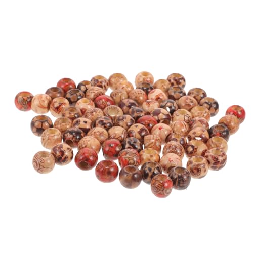 HEALSOPTHY 100 Stück Vintage Holzperlen Set Runde Lose Perlen Massivem Holz für Diy Schmuckdesign Armband und Halskettenherstellung Gemischtes Paket von HEALSOPTHY