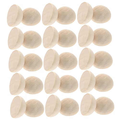 HEALSOPTHY 100Stücke Natürliche Holzperlen Unvollendete Halbe Runde Holzkugeln für DIY Schmuck Glatte Oberfläche Sicher und Langlebig für Bastelprojekte von HEALSOPTHY