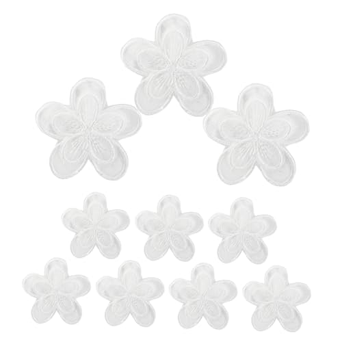 HEALSOPTHY 10Stücke Selbstklebende Organza Spitzenapplikationen Weiße Blumenstickerei für Kleidung DIY Handwerk Dekorative Flicken für Röcke und Kleider Nahtlose Stoffverzierungen von HEALSOPTHY