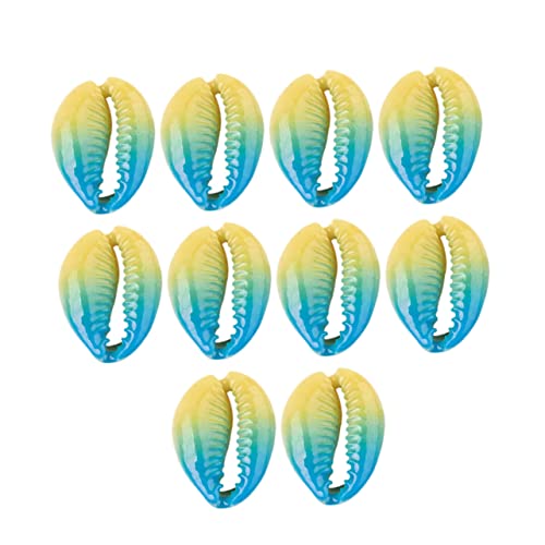 HEALSOPTHY 10Stücke Teiliges Bemalter Muschelschmuck Anhänger mit Gelb Blau für DIY Ohrentropfen und Armbänder ohne Natürliche Muscheln von HEALSOPTHY