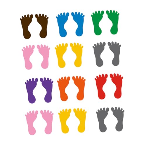 HEALSOPTHY 12 Paare rutschfeste Fußabdruck Bodenaufkleber Selbstklebend Bunte Fußform Sticker für Kindergarten Badezimmer Spielzimmer Sichere Anti rutsch Markierung Einfache Zufällige Farbe von HEALSOPTHY