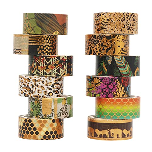 HEALSOPTHY 12 Rollen Dekoratives Washi Tape mit Tiermotiven Breit Farbenfrohes Klebeband für Diy Verpackung und Partydekoration von HEALSOPTHY