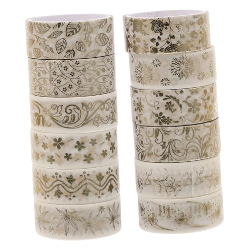 HEALSOPTHY 12 Rollen Heißpräge-washi-tape Farbig Maskierung Klebstoff Fotoband Gold Aufkleber Washi Diy Bastelband Diy-bänder Dekoratives Washi Tape Zarte Bänder Klebeband Japanisches Papier von HEALSOPTHY