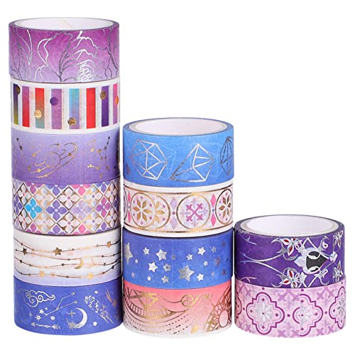 HEALSOPTHY 12 Rollen Lila Konstellationsband hübsches Washi-Tape Abdeckband für DIY Scrapbook-Washi-Tape dekoratives klebeband für einklebebuch Scrapbooking-Klebeband Papier Violett von HEALSOPTHY