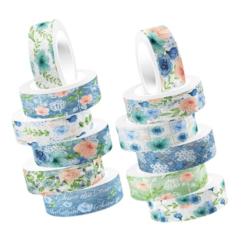 HEALSOPTHY 12 Rollen Teiliges Washi Tape Dünnes Transparentes Dekorationsband mit Vintage Aquarell Blumenmuster Langlebiges Reißfestes Klebeband für Journaling Scrapbooking und DIY HEALSOPTHY 12 Rollen Teiliges Washi Tape Dünnes Transparentes Dekorationsband mit Vintage Aquarell Blumenmuster Langlebiges Reißfestes Klebeband für Journaling Scrapbooking und DIY von HEALSOPTHY