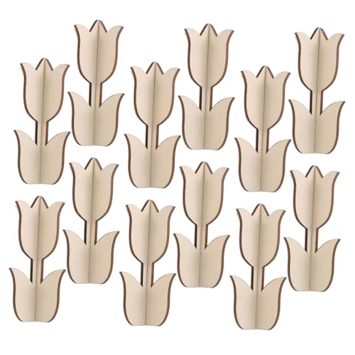 HEALSOPTHY 12 Sätze Teiliges Holztulpen zum Bemalen Dreidimensionale Tulpenblüten Unbehandeltem Holz für Diy Bastelprojekte Tischdekoration und Party Accessoires Vielseitig für Heim und von HEALSOPTHY