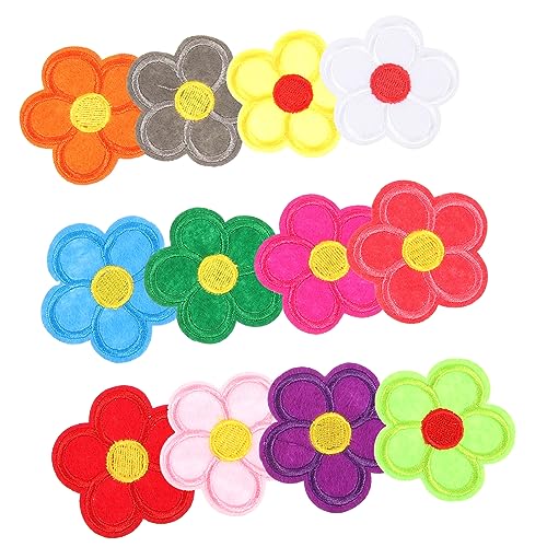 HEALSOPTHY 12 Stück Blumen Aufnäher Aufbügelbare Stoffpatches für Kleidung Taschen DIY Vielseitige Reparatur und Dekorationspatches Bunten Farben von HEALSOPTHY