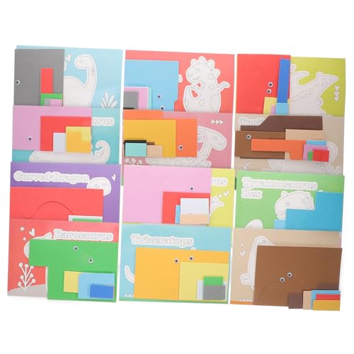 HEALSOPTHY 12 Stück Dinosaurier Puzzle Sticker Teilig Kinderfreundliches Eva Tierpuzzle DIY Bastelspielzeug für Jahre Fördert Feinmotorik Logisches Denken und Frühe Bildung von HEALSOPTHY