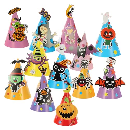 HEALSOPTHY 12 Stück Teiliges DIY Halloween Papierhüte mit Kreativen Cartoon Motiven Lustige Partydekoration für Halloween Feste Kreatives Gestalten und Festliche Stimmung HEALSOPTHY 12 Stück Teiliges DIY Halloween Papierhüte mit Kreativen Cartoon Motiven Lustige Partydekoration für Halloween Feste Kreatives Gestalten und Festliche Stimmung von HEALSOPTHY
