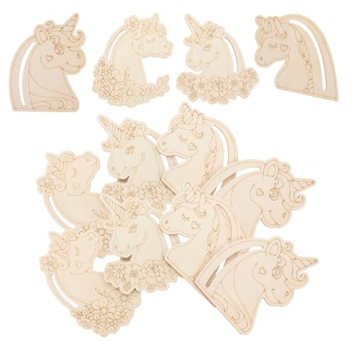 HEALSOPTHY 12 Stück Teiliges DIY Holzanhänger Einhorn Formen aus Naturbelassenem Holz zum Bemalen Verzieren und Basteln Sichere Holzscheiben für Erwachsene als Kreative Geschenkidee von HEALSOPTHY