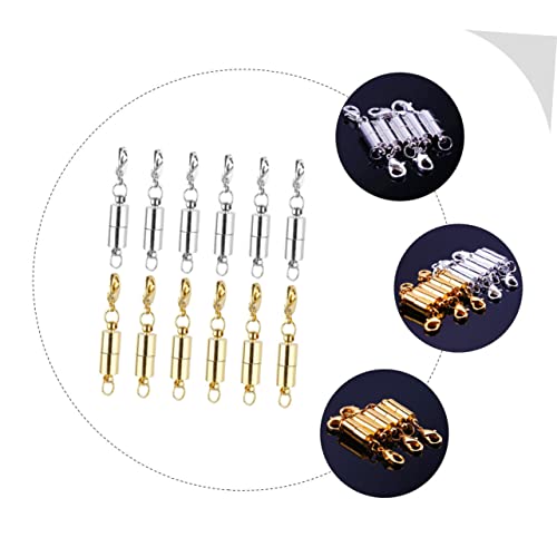 HEALSOPTHY 12 Stück Teiliges DIY Magnetverschluss mit Zylindrischen Magnetischen Karabinerverschlüssen aus Gold und Silber Langlebige Schmuckverschlüsse für Halsketten und Armbänder von HEALSOPTHY