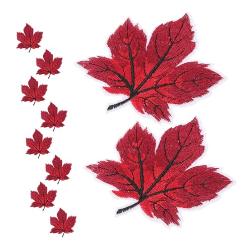 HEALSOPTHY 12 Stück Teiliges Gestickte Ahornblatt Aufnäher zum Nähen und Dekorieren Bunte Herbstliche Stoffapplikationen Einfache Anwendung für Kleidung Kissen und DIY Nähprojekte von HEALSOPTHY