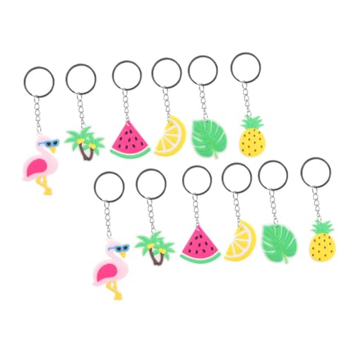 HEALSOPTHY 12 Stück Teiliges Hawaii Schlüsselanhänger aus Leichtem Robustem Material mit Tropischem Design Vielseitig als Schlüsselring Anhänger und Taschen Dekoration für Sommerparty und von HEALSOPTHY
