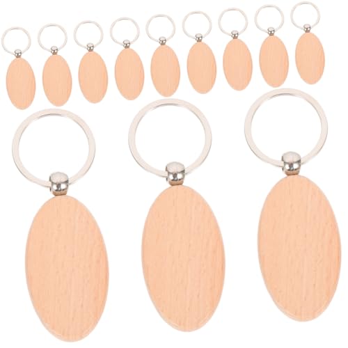HEALSOPTHY 12 Stück Teiliges Holz Schlüsselanhänger Rohlinge Blanko Holzscheiben für DIY Gravur Basteln Personalisierte Schlüsselringe Luggage Tags Handtaschenanhänger Holz Bastelbedarf von HEALSOPTHY