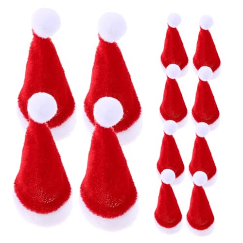 HEALSOPTHY 12 Stück Teiliges Mini Weihnachtsmützen aus Weichem Niedliche Mini Weihnachtsmütze für Lollipops Flaschen und Partydekoration Atmungsaktiv Leichte Weihnachtsdeko für Festliche von HEALSOPTHY