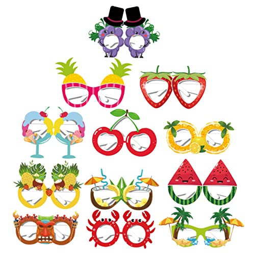 HEALSOPTHY 12 Stück Teiliges Party Brillen aus Lustige Sommer Sonnenbrillen mit Frucht und Strandmotiven Leichte Foto Requisiten für Dekorative Eyewear für Beach Party und Festliche Anlässe von HEALSOPTHY