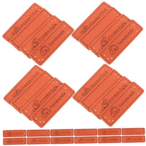 HEALSOPTHY 120 Stück Leder DIY Etiketten mit Löchern zum Annähen Handmade Label für Handgehäkelte Kleidung Geeignet für Mützen Taschen Pullover Vielseitige Lederlabels für Textilhandwerk von HEALSOPTHY