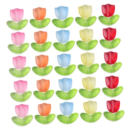 HEALSOPTHY 120 Stück Teiliges Glas tulpenperlen für Schmuckherstellung Halbtransparente Bunte DIY Perlen zum Auffädeln Leichte Handarbeitsmaterialien für Armbänder und Dekorationen von HEALSOPTHY
