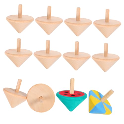 HEALSOPTHY 12 Stück Holz Kreiselspielzeug für Kinder Selbstgemacht Rotierendes Gyroskop Handgefertigtes Holzspielzeug Fördert Hand Augen Koordination für Kinder von HEALSOPTHY