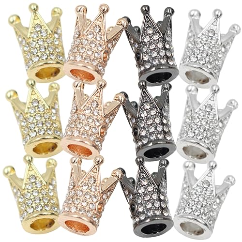 HEALSOPTHY 12Stücke Teiliges Strass Kronenperlen für Schmuckherstellung Hochwertige DIY Bastelperlen Roségold und Gunmetal für Armbänder Halsketten und Mehr von HEALSOPTHY