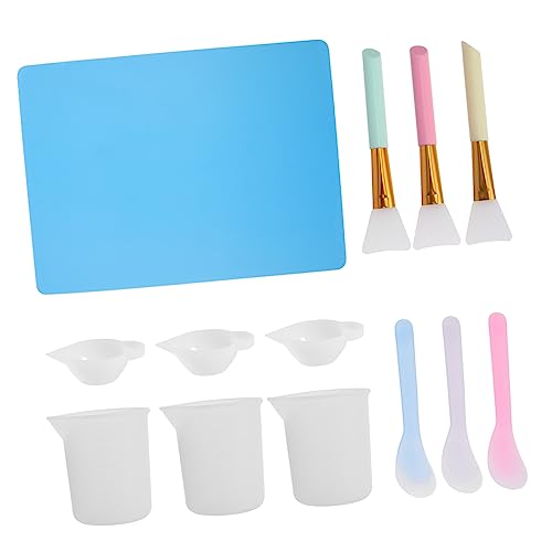 HEALSOPTHY 13-teiliges Set Leimauftragswerkzeug Herstellung Bausatz Rührmaschine Mischmaschine Messbecher Silikon-gießformen Spachtel Die Silikonform Schmuckset Schmuck Basteln Mixer Plastik von HEALSOPTHY