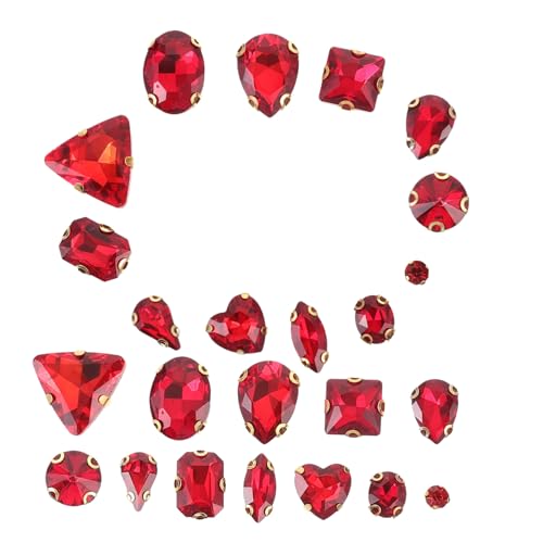 HEALSOPTHY 130 Stück Teiliges Glas klauen strasssteine zum Aufnähen Langlebige Rote Glassteine für DIY Kleidung Schmuck Robustes Bastelzubehör für Bekleidungs Kleidungsdekoration von HEALSOPTHY