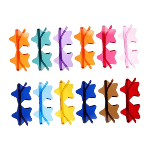 HEALSOPTHY 14 Stück Teiliges Randlose Sonnenbrillen Sternform Bunte Partybrillen Leichte Kunststoffbrille für Junggesellenabschied Karneval Festival von HEALSOPTHY