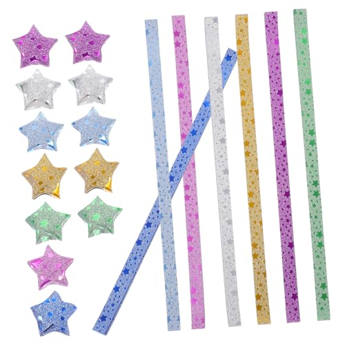 HEALSOPTHY 140 Stück Teiliges Origami Papierstreifen Farben mit Glitzer Kleine Origami Sternpapierstreifen für DIY Basteln Dekorative Faltpapier Streifen für Kreative Sternfaltkunst zum und von HEALSOPTHY