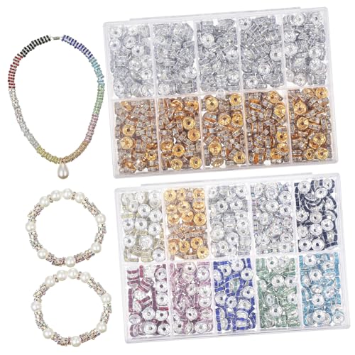 HEALSOPTHY 1400 Stück Teiliges Spacer Beads mit Funkelnden Strasssteinen Bunte Rondelle Perlen für Schmuckherstellung Polierte Oberfläche Langlebig und Vielseitig für DIY Armbänder und HEALSOPTHY 1400 Stück Teiliges Spacer Beads mit Funkelnden Strasssteinen Bunte Rondelle Perlen für Schmuckherstellung Polierte Oberfläche Langlebig und Vielseitig für DIY Armbänder und von HEALSOPTHY