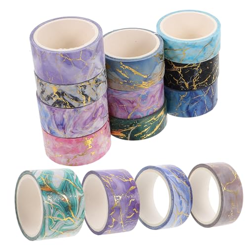 HEALSOPTHY 14Rollen Washi Tape Dekoratives Marmormuster Scrapbooking Klebeband für DIY Projekte Vielseitiges Bastelband zum Verzieren von Planern und Tagebüchern von HEALSOPTHY