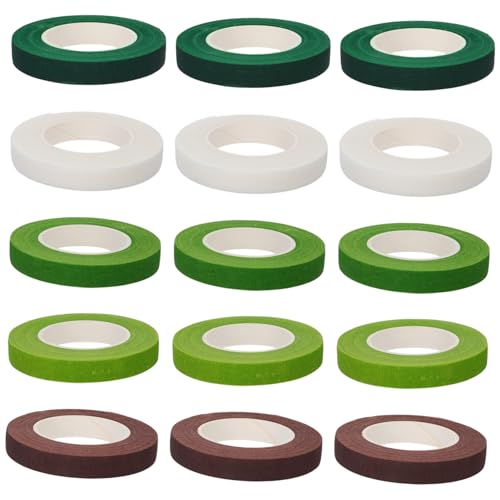 HEALSOPTHY 15 Stück Teiliges Floristenband Stark Haftendes Flexibles Blumenwickelband in Vielseitigen Farben für Blumenarrangements Korsagen und Kreative Floristikprojekte von HEALSOPTHY