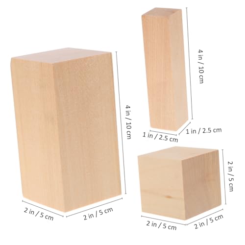 HEALSOPTHY 15 Stück Teiliges Rechteckige Holzblöcke zum Schnitzen und Basteln Verschiedene Glatte Oberfläche Langlebig Naturbelassenes Holz für DIY Holzkunst und Kreative Dekorationen von HEALSOPTHY