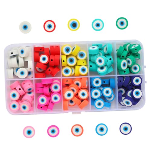 HEALSOPTHY 150 Stück Teiliges Bunte Auge Schmuckperlen aus Polymer Leichte DIY Spacer Perlen für Armbänder Halsketten Haargummis Schmuckzubehör Langlebige Kreative Bastelperlen von HEALSOPTHY