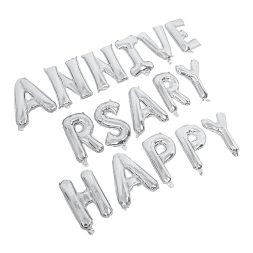 HEALSOPTHY Happy Anniversary Folienballons Set Dekorative Aluminium-filmballons Silber Für Hochzeiten Jubiläen Und Feste Party-dekoration Für Besondere Anlässe von HEALSOPTHY