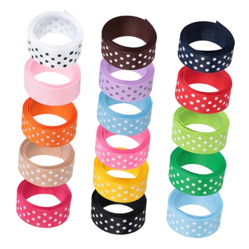 HEALSOPTHY 16 Stück 16 mm bedrucktes Rippenband aus Polyester mit Punkten haarband hairbands bastel sachen bastelset bastelsachen dekorativ Sackleinenband farbig Ripsband Haarbänder Schleife HEALSOPTHY 16 Stück 16 mm bedrucktes Rippenband aus Polyester mit Punkten haarband hairbands bastel sachen bastelset bastelsachen dekorativ Sackleinenband farbig Ripsband Haarbänder Schleife von HEALSOPTHY