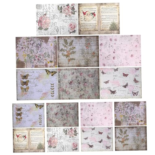 HEALSOPTHY 16 Stück Retro Scrapbook Papier Vintage Material für DIY Tagebuch Journaling und Scrapbooking Dekorative Papiere mit Klaren Mustern und Nostalgischem Stil von HEALSOPTHY