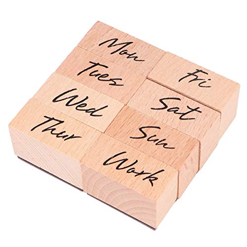 HEALSOPTHY 16 Stück Teiliges Holzstempel Wochenbuchstaben und Abkürzungen Präzise Gravierte Gummistempel für DIY Tagebuch Scrapbook und Albumgestaltung Langlebig und Wiederverwendbar von HEALSOPTHY