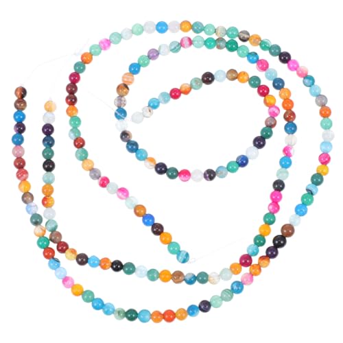 HEALSOPTHY 180 Stück Runde Achatperlen für Diy Schmuckherstellung Natürliche Steinperlen Bunten Streifen für Armbänder und Bastelprojekte von HEALSOPTHY