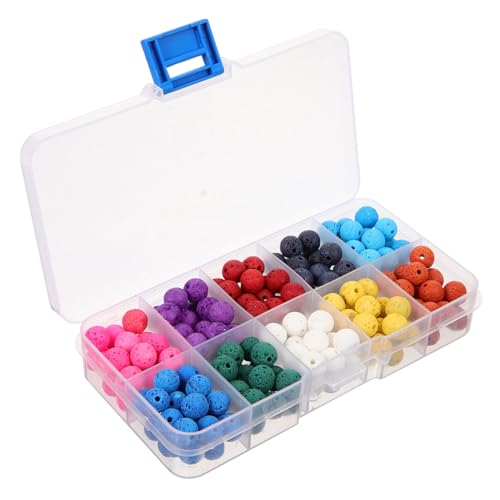 HEALSOPTHY 180Stücke Natürliche Lava Perlen Farben Runde Lose Spacer Perlen für DIY Schmuckherstellung Armbänder Halsketten und Bastelprojekte von HEALSOPTHY
