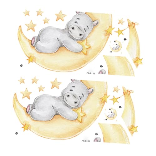 HEALSOPTHY 2 Blätter Wandsticker Kinderzimmer Cartoon Tier Wandtattoo Selbstklebend Wanddeko für Glatte Flächen Fenster Tür Schlafzimmer von HEALSOPTHY