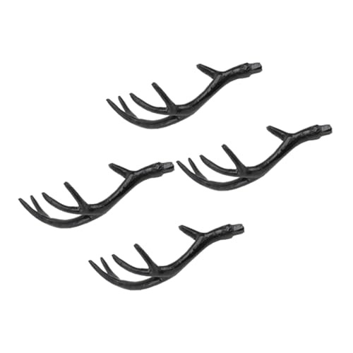 HEALSOPTHY 2 Paare Künstliche Hirschgeweihe aus Kunststoff Realistische DIY Geweih Deko für Haarclips Weihnachts und Halloween Kostümzubehör Schwarzes Mittelgroßes Rentiergeweih Stirnband von HEALSOPTHY