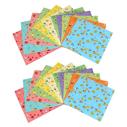 HEALSOPTHY 2 Packungen Bedrucktes Origami Faltpapier Einseitig Bedruckt Obstmuster Bastelpapier für Mädchen DIY Kunstprojekte und Papierfaltkunst von HEALSOPTHY
