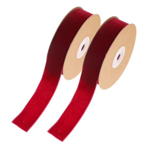 HEALSOPTHY 2 Rollen Breites Samtband Weinrot für Schleifen Bastelarbeiten und Geschenkverpackungen Feste Shower und Dekorationen im Frühling von HEALSOPTHY