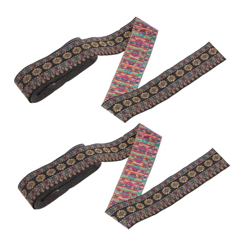 HEALSOPTHY 2 Rollen Ethno jacquard Webband Langlebiges Polyester spitzenband für DIY Kleidung Vielseitiges Nähzubehör zum Basteln Geschenkverpackung und Dekoration von HEALSOPTHY
