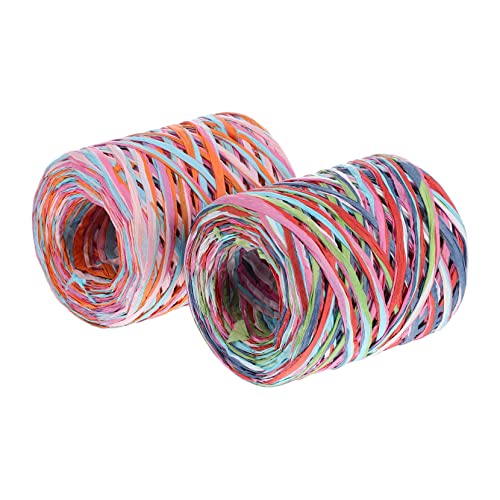 HEALSOPTHY 2 Rollen Geflochtenes Seil geschenkband seidenband festival bänder Dekorationsband Handwerksseil Schleife Hochzeit Basteln bunt für Seil aus Papierschnur Packseil aus Papier von HEALSOPTHY
