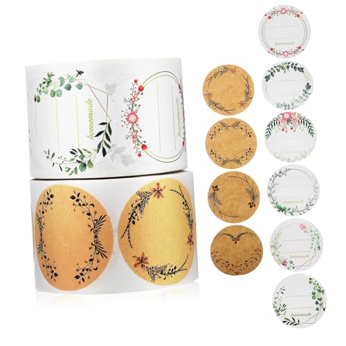 HEALSOPTHY 2 Rollen Selbstklebende Kraftpapier Geschenkaufkleber mit Pflanzenkranzmuster Vielfältige Etiketten für Geschenktüten Marmeladengläser Briefe und DIY Dekoration HEALSOPTHY 2 Rollen Selbstklebende Kraftpapier Geschenkaufkleber mit Pflanzenkranzmuster Vielfältige Etiketten für Geschenktüten Marmeladengläser Briefe und DIY Dekoration von HEALSOPTHY